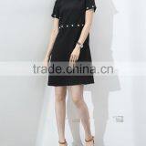 Guangzhou Oem Clothing White Pearl Embellishment Dresses Short Sleeve Black Slim Dress thumbnail-1