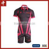 Football Rugby Jerseys,Sublimation Plain Black and Red Pantone Color thumbnail-1