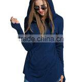 2017 Women Pocket Front Pullover Hoodie Sweatshirt With Thumb Hole thumbnail-2