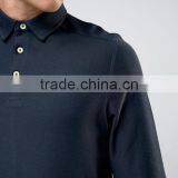Cheapest Custom Long Sleeve Button Placket Point Collar Navy Men's 65% Polyester 35% Cotton Woven Twill 200g Casual Polo Shirt thumbnail-3