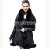 CX-B-P-25E 2016 New Product Fur Poncho Fur Cape With Fox Fur Trimmed thumbnail-5