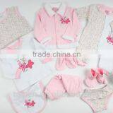 10TB1-7 Pink Color100% Cotton Winter Baby Knitted Clothing Set Baby10Pcs Set With Hanger Package thumbnail-2