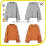 Custom Fashion Women Crew Neck Embroidered Hoodie Sweatshirt Without Hood thumbnail-1