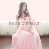 Maternity Pink Chiffon Floor Length Dress Bridesmaids Flower Girls Wedding Dress thumbnail-3