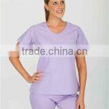 Ladies Lavender V-Neck Medical Scrubs Set thumbnail-1