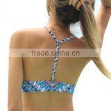 Polyester Bikini Flexible Backless Two Piece Hollow Padded Printed Patchwork Sold By Set thumbnail-3