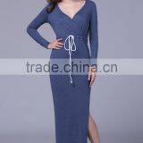 Fashion Split Skirt Hem Long Sleeve Military Wind Knitwear Women Dress 2017 thumbnail-1