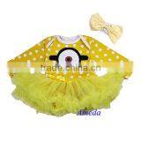 Baby Yellow Polka Dots Banana Long Sleeves Bodysuit and Headband NB-18M thumbnail-1