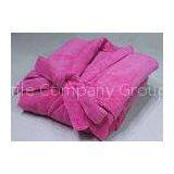 Long Microfiber Polyester Bath Robe , Pink Chenille Bathrobe Full Length