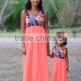 Mommy and me Maxi Dresses Flower Print Orange Dresses thumbnail-1