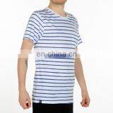Fashion Design Bule Stripe Confortable Cotton T-shirt thumbnail-3
