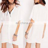Latest Fashion Blouse Design White See Through White Shirt thumbnail-1