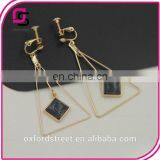 Europe and the United States Fashion Jewelry Triangle Synthetic Green Pine Natural Stone Long Earrings thumbnail-4