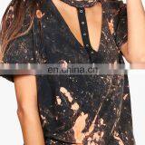 Custom Short Sleeve Halter v Neck Cotton Sublimation Women t Shirt thumbnail-4