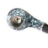 145mm Length Wooden Resin Medium Tobacco Pipe With Dark Blue and White Porcelain Head for Smoking thumbnail-4