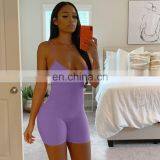 2020 New Arrivals Women Sexy Sling Jumpsuit Ladies Fashion Bodycon Solid Color Playsuit Women Sportswear Jumpsuit thumbnail-3