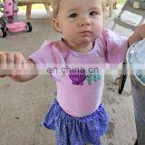 2019 Cotton Infant Short Sleeve Pink Bodysuit + Mermaid Scale Girl Tutu Skirt Set Infant Romper 2Pcs/Set thumbnail-1