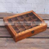 Antique Made Plastic Window Solid Wood Dividers Box for Tea Bags thumbnail-1