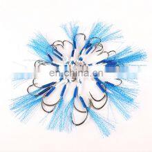 Amazon Quality Blue Feather High Carbon Steel Slow Jigging Hook Double Assist Fishing Hooks