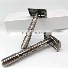 Matte Sliver OEM Face Razor Color Wet Shaving Double Edge Private Label Brass Safty Razor thumbnail-4
