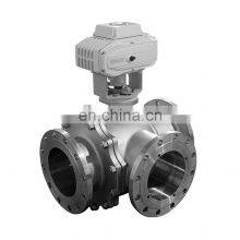 COVNA DN50 2 Inch PN16 High Pressure 12V DC 4 Way T Port Stainless Steel Electric Actuated Flange Ball Valve thumbnail-4