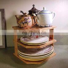 Kitchen Bamboo Dish Storage Holder Eco Friendly Multifunction 3 Tier Bamboo Storage Racks thumbnail-5
