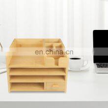 Bamboo Desktop Organizer Book Shelves Files Wood Fully Assembled Book Rack Book Shelf With Drawers For Office Desktop thumbnail-3