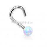 Faux Opal 316L Surgical Steel Nose Piercing Rings Body Jewelry thumbnail-4