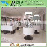 Modern Wooden Laptop Showroom Design for Digital Store, Round Granite Table Top