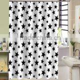 100% Polyester Black Stars Printed Shower Curtain for Hotel, Family, Waterproof Bath Curtain thumbnail-1