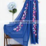 Best Selling Korean Fashion Girl Maxi Small Flower Embroidery Shawl Scarf Quality Choice thumbnail-5