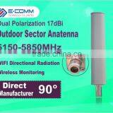 5.1-5.8Ghz Outdoor Broadband 17dBi Dual Polarization Sector MIMO Antenna With N Female 90 Degree Coverage