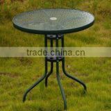Steel Garden/patio round KD dinning table with ripple glass