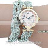 Luxury Womens Bracelet Wrist Watch Crystal Diamond Band Knitted Wrap Dial Quartz thumbnail-2