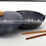 Carbon Steel Non Stick Coating Wok With Metal Cover / Lid