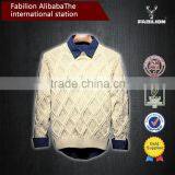 Fashion Leisure European Style Men's Long-sleeved Sweater for Cream Colored Cotton Sweaters