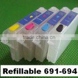 (RCE691-694) Refillable Ink Inkjet Cartridge for Epson T0691-694 69 CX7450/C120/N11 Workforce 310/315/600/610/615/1100/30/40/500 thumbnail-1