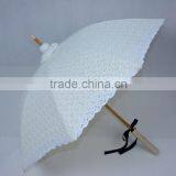 White Wooden Shaft Lace Bridal Parasol Wedding Party Sun Umbrella thumbnail-2