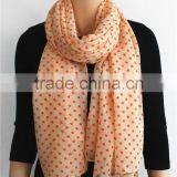 Orange Polka Dot Polyester Scarf