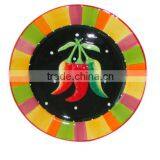 Colorful Ceramic Plates With Hot Pepper Hand Painted