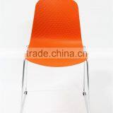 Cheap Dining Room Furniture Leisure Plastic Chair With Chrome Legs thumbnail-2