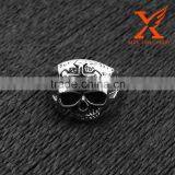 In Stock Stainless Steel Vintage Gothic Cross Silver Skull Ring thumbnail-3