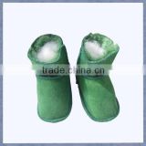 Hot sale green color leather baby shoes