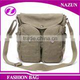 Trendy PU Leather Trimmings Handbag Travel Style Big Tote Unisex Canvas Sling Bags thumbnail-5
