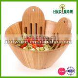 Custom Size Bamboo Wooden Salad Bowls With Serving Fork Set thumbnail-2