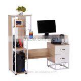 HomCom 52" Multi Level Tower Office Workstation Computer Desk - White and Oak thumbnail-2