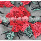 High Quality Fashion Design Red Rose Lace Fabric Embroidery for Garment thumbnail-3