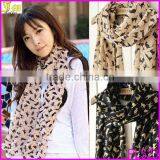 Fashion Lady Cat Print Scarf Wrap Shawl Long Chiffon Scarves Autumn Winter Stole Neck Scarves 2014 thumbnail-1