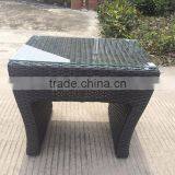 Modern Black Rattan High Back Wide Coffee Table Set thumbnail-4
