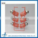 6 Pcs Kitchen Accessories Beautiful Glass Condiment Bottle Set With Metal Rack thumbnail-1